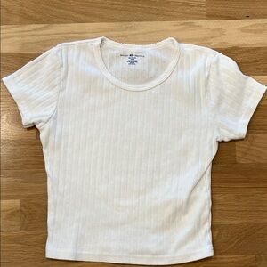 Brandy Melville White Ribbed Tee